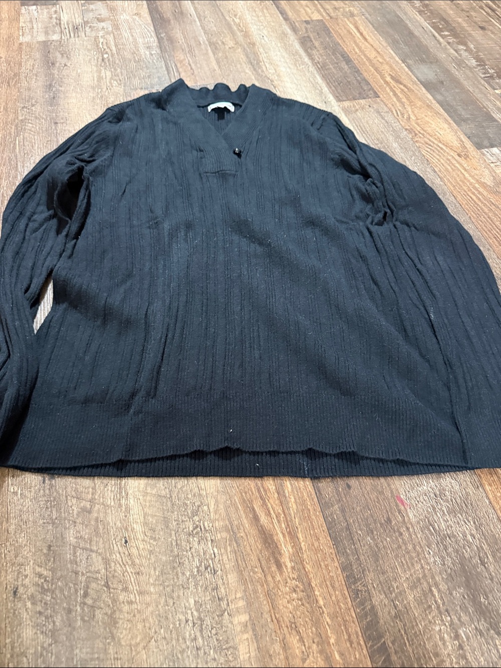 croft & barrow Black Ribbed V-Neck Sweater Cardigan